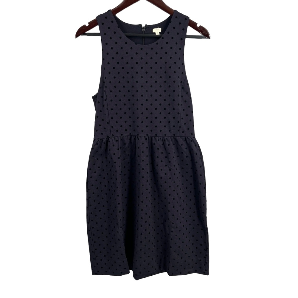 J. Crew Navy Blue Polka Dot Sleeveless Dress